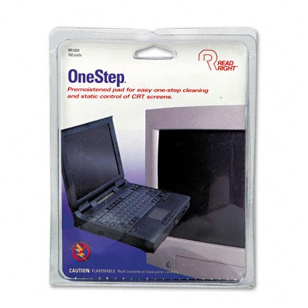 Read Right Read Right RR1309 OneStep CRT Screen Cleaning Pads  5 x 5  Cloth  White  100 Pack RR1309